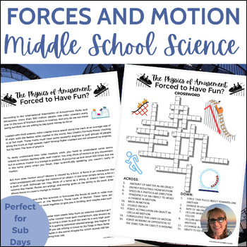 Preview of Forces and Motion Activities Reading Passage and Puzzles Independent or Sub Work