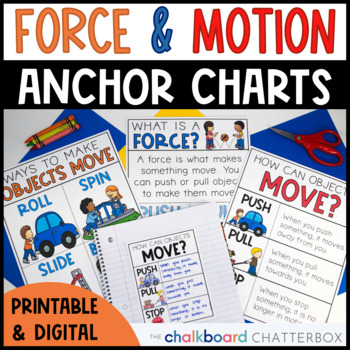 Preview of Force, Motion and Simple Machine Anchor Charts | First and Second