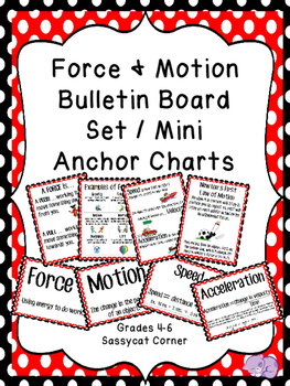 Preview of Force and Motion Bulletin Board or Mini Anchor Charts Set