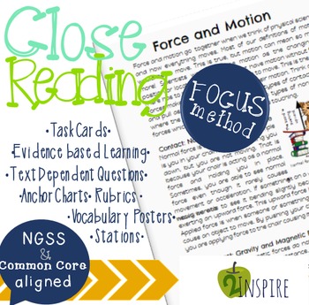 Preview of Force and Motion Close Reading Evidence & Text-Dependent Packet