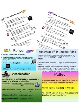 Preview of Force and Motion Cloze Notes and PowerPoint