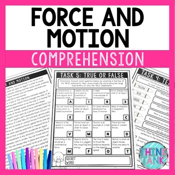 Preview of Force and Motion Comprehension Challenge - Close Reading - Physics