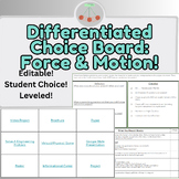 Force and Motion Differentiated Choice Board!