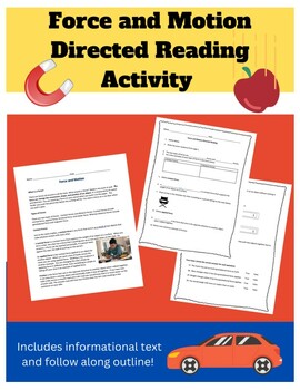 Preview of Force and Motion Directed Reading:  With Follow Along Worksheet