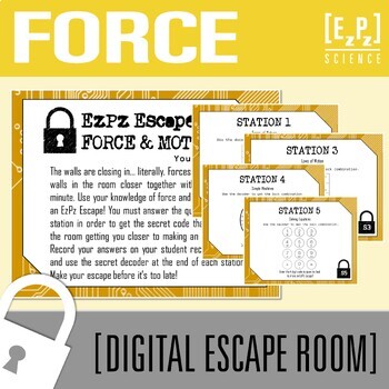 Preview of Force and Motion Escape Room Activity | Science Review Game