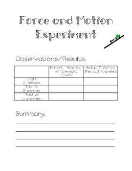 Force and Motion Experiment by Mrs. Parkers Second Grade | TpT