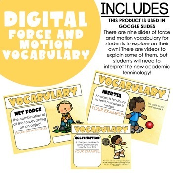 Preview of Force and Motion Google Slides Unit Vocabulary