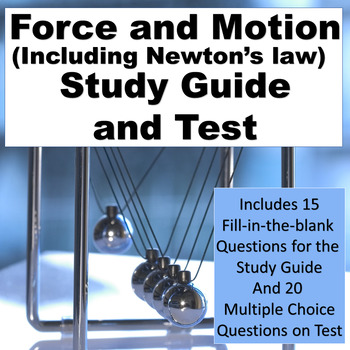 Preview of Force and Motion (Including Newton's Laws) Study Guide and Test