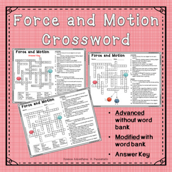 Preview of Force and Motion Key Term Crossword