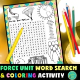 Laws of Motion Vocabulary Word Search Coloring Activity 