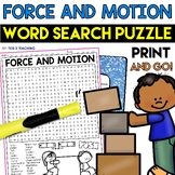 Force and Motion Physical Science Word Search Puzzle Works