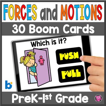 Preview of Force and Motion Push and Pull Digital Boom Cards Kindergarten & 1st Grade
