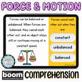 Force and Motion: Reading Comprehension Boom™ Cards
