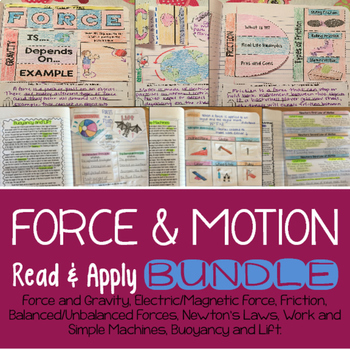 Preview of Physical Science: Forces and Motion Read and Apply BUNDLE