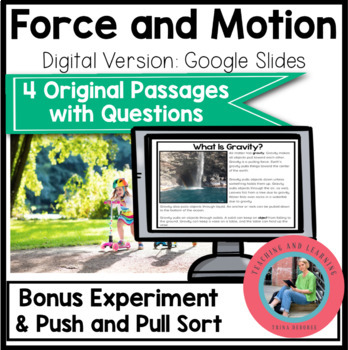 Preview of Force and Motion Reading Comprehension Passages & Questions with Science Digital