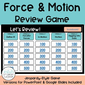 Preview of Force and Motion Review Game - Jeopardy Style Game Show (Science SOL 5.3)