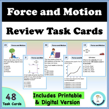 Preview of Force and Motion - Task Cards (Printable and Digital Science Worksheets)