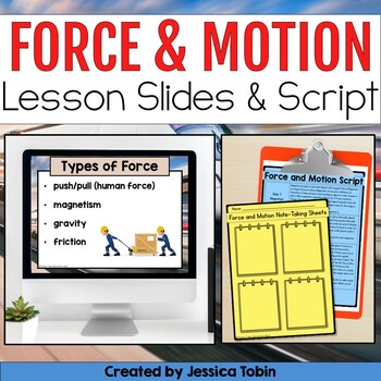 Preview of Force and Motion PowerPoint Slides and Note Taking Graphic Organizers Worksheets