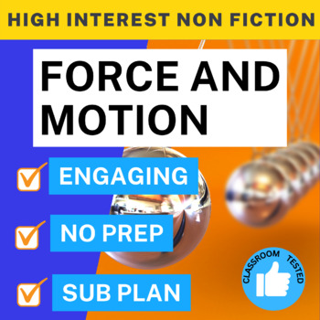 Preview of Emergency Science Sub Plan Force and Motion Reading Comprehension Passage