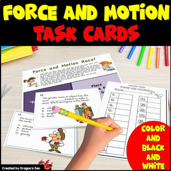 Preview of Force and Motion Science Task Cards and more Print and Digital