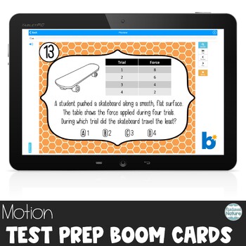 Preview of Force and Motion Science Test Prep Boom Cards - Review Mass and Distance