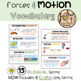 Force and Motion Science Word Wall | BILINGUAL Resource