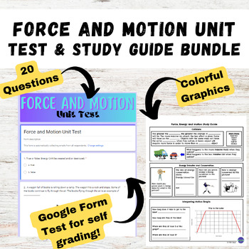 Preview of Force and Motion Assessment and Study Guide - Exit Ticket Bundle