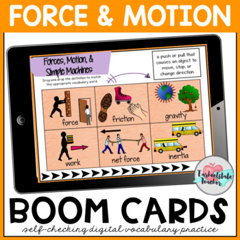 Preview of Force and Motion Simple Machines Vocabulary Activities Boom Cards