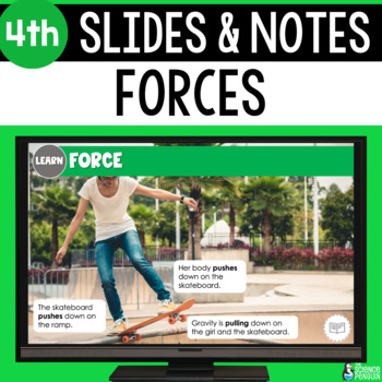 Preview of Force and Motion Slides & Notes Worksheet | 4th Grade Powerpoint