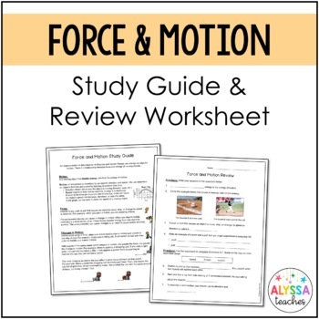 Preview of Force and Motion Study Guide and Review Worksheet (SOL 5.3)