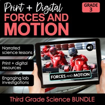 Preview of Force and Motion Third Grade Science NGSS BUNDLE | Print + Digital