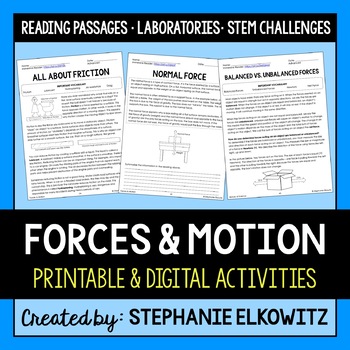 Preview of Forces and Motion Unit Activities | Printable & Digital | Immersive Reader