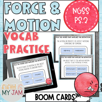 Preview of Force and Motion BOOM Cards Vocabulary Practice