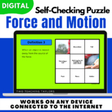 Force and Motion Vocabulary Activity | Self Checking Digit