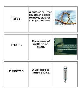 Preview of Force and Motion Vocabulary Cards