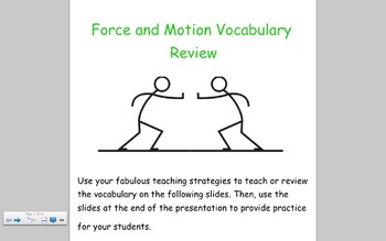 Preview of Force and Motion Vocabulary Notebook Presentation