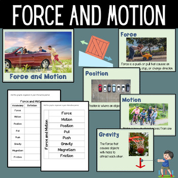 Preview of Force and Motion Vocabulary Power Point and Graphic Organizers