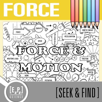 Preview of Force and Motion Vocabulary Search Activity | Seek and Find Science Doodle