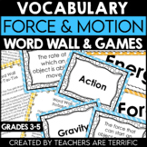 Force and Motion Vocabulary and Word Wall