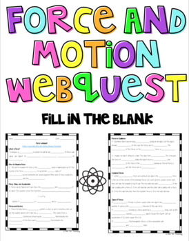 Preview of Force and Motion Webquest: Fill in the Blank