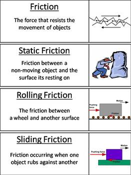 Force and Motion Vocabulary Word Wall: Friction, Potential/ Kinetic