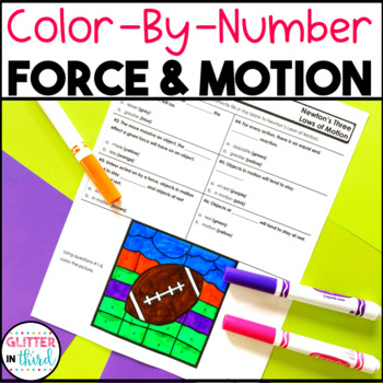 Preview of Force and Motion Worksheets Activities Color By Number