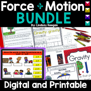 Preview of Force and Motion Worksheets and Digital Bundle - Magnets, Gravity, Push and Pull
