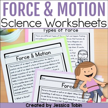 Preview of Force and Motion Worksheets and Reading Passages - 2nd and 3rd Grade Activities