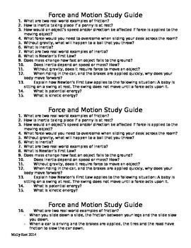 Preview of Force and motion study guide