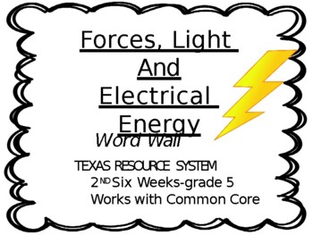 Preview of Forces, Light, Sound and Electrical Energy Word Wall..Grade 5