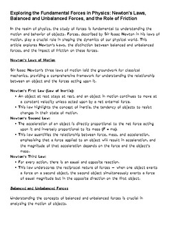Preview of Forces & Motion Guided Reading Physics Newton's Laws Dyslexia Friendly Font