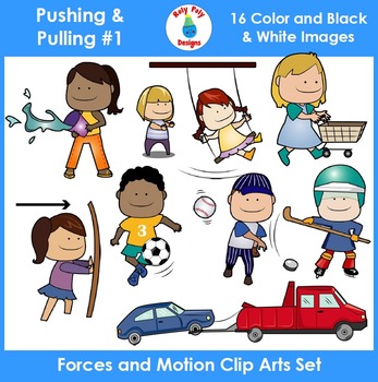 Preview of Forces and Motion (Pushing & Pulling) Clip Art Set 1