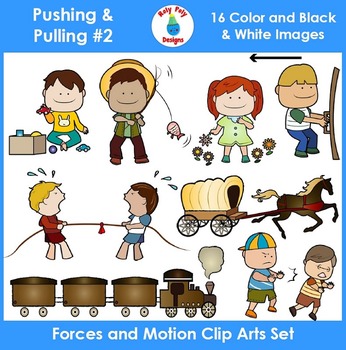 Preview of Forces and Motion (Pushing & Pulling) Clip Art Set 2