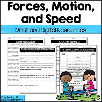 Preview of Ohio Science: 5th Grade Physical Science - Forces, Motion, Speed of an Object